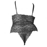 L1217 - Baju Tidur Dinas Malam Wanita Lingerie Jumbo Seksi Teddy Bodysuit Hitam Transparan Benang Emas - 2