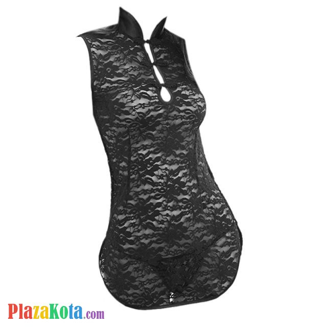 L1219 - Lingerie Costume Cosplay Seksi Tema Cheongsam Chinese Hitam Transparan - Photo 1