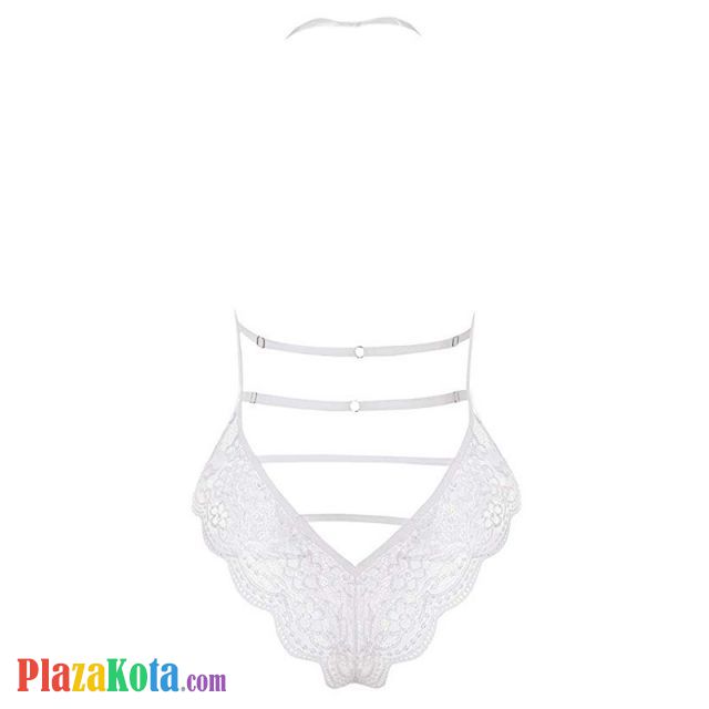 L1220 - Baju Tidur Dinas Malam Wanita Lingerie Teddy Bodysuit Seksi Halter Putih Transparan - Photo 2