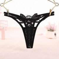 GS292 - Celana Dalam Wanita G-String Seksi Kupu-Kupu Bunga Hitam Transparan Tali 2 - 2