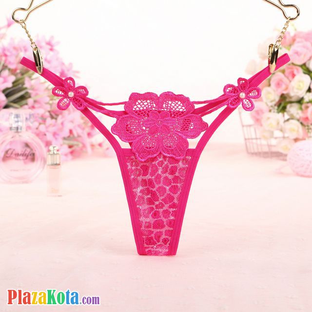 GS299 - Celana Dalam Wanita G-String Seksi Bunga Magenta Transparan - Photo 1