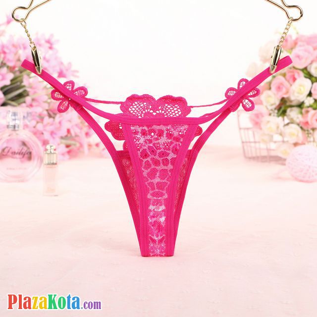 GS299 - Celana Dalam Wanita G-String Seksi Bunga Magenta Transparan - Photo 2