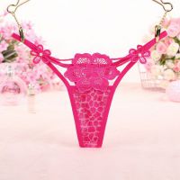 GS299 - Celana Dalam Wanita G-String Seksi Bunga Magenta Transparan
