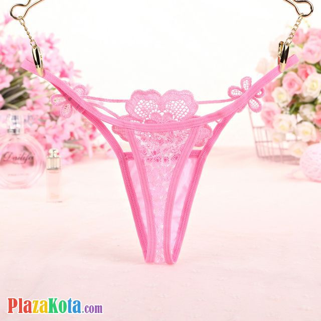 GS300 - Celana Dalam Wanita G-String Seksi Bunga Pink Transparan - Photo 2