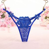 GS302 - Celana Dalam Wanita G-String Seksi Bunga Biru Transparan