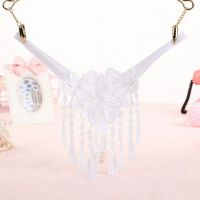 GS304 - Celana Dalam Wanita G-String Mutiara Seksi T-Back Rumbai Putih