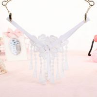 GS304 - Celana Dalam Wanita G-String Mutiara Seksi T-Back Rumbai Putih - 2