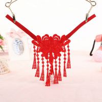 GS306 - Celana Dalam Wanita G-String Mutiara Seksi T-Back Rumbai Merah