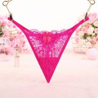GS309 - Celana Dalam Wanita G-String Seksi Magenta Transparan Rumbai