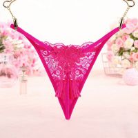 GS309 - Celana Dalam Wanita G-String Seksi Magenta Transparan Rumbai - 2