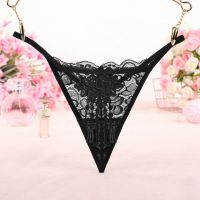 GS314 - Celana Dalam Wanita G-String Seksi Hitam Transparan Rumbai - 2