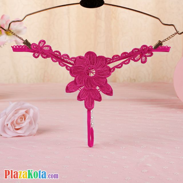 GS315 - Celana Dalam Wanita G-String Mutiara Seksi T-Back Bunga Magenta - Photo 1