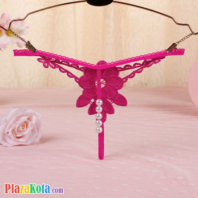 GS315 - Celana Dalam Wanita G-String Mutiara Seksi T-Back Bunga Magenta - Photo 2