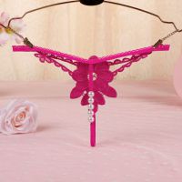 GS315 - Celana Dalam Wanita G-String Mutiara Seksi T-Back Bunga Magenta - 2