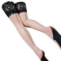 S043 - Stocking Overknee Sepaha Krem Transparan Atas Renda Silikon Anti Slip - 2