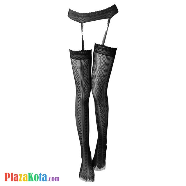S049 - Stocking Overknee Sepaha Fishnet Hitam Garter Belt - Photo 1