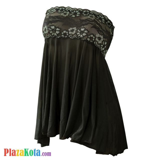 L1234 - Baju Tidur Dinas Malam Wanita Lingerie Babydoll Mini Dress Seksi Kemben Coklat Transparan - Photo 1