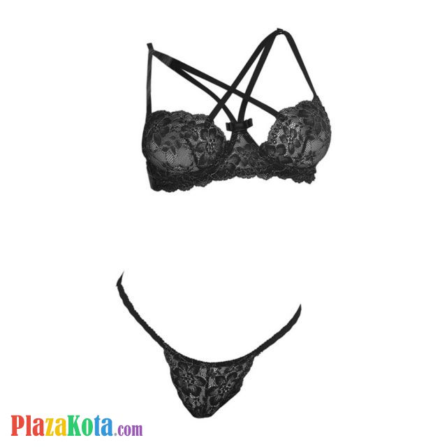 B339 - Pakaian Dalam Wanita Bra Set Kawat Underwire Seksi Hitam Transparan - Photo 1