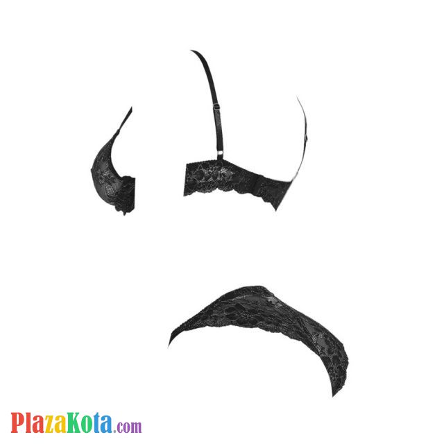 B339 - Pakaian Dalam Wanita Bra Set Kawat Underwire Seksi Hitam Transparan - Photo 2