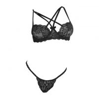 B339 - Pakaian Dalam Wanita Bra Set Kawat Underwire Seksi Hitam Transparan