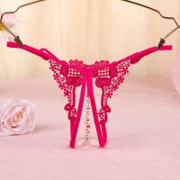GS321 - Celana Dalam Wanita G-String Mutiara Seksi T-Back Crotchless Magenta - 2