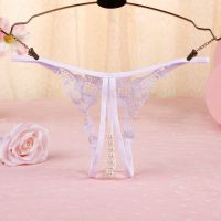 GS322 - Celana Dalam Wanita G-String Mutiara Seksi T-Back Crotchless Putih - 2