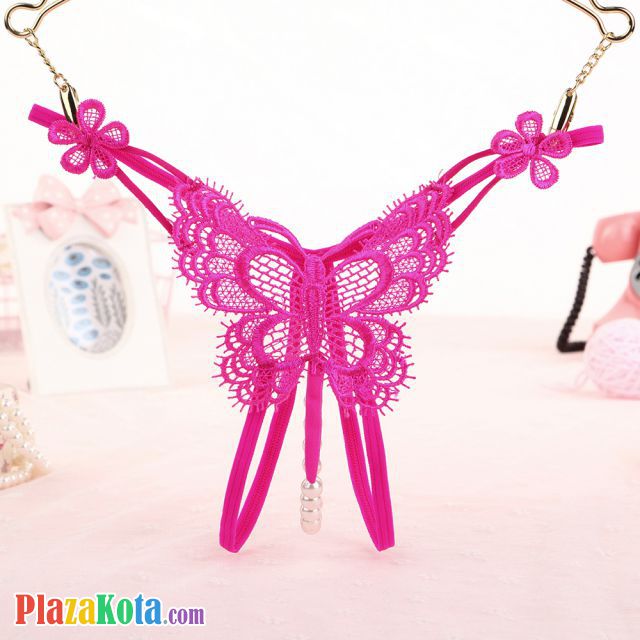 GS333 - Celana Dalam Wanita G-String Mutiara Seksi T-Back Kupu-Kupu Crotchless Magenta - Photo 1 GS333 - Celana Dalam Wanita G-String Mutiara Seksi T-Back Kupu-Kupu Crotchless Magenta - Photo 1