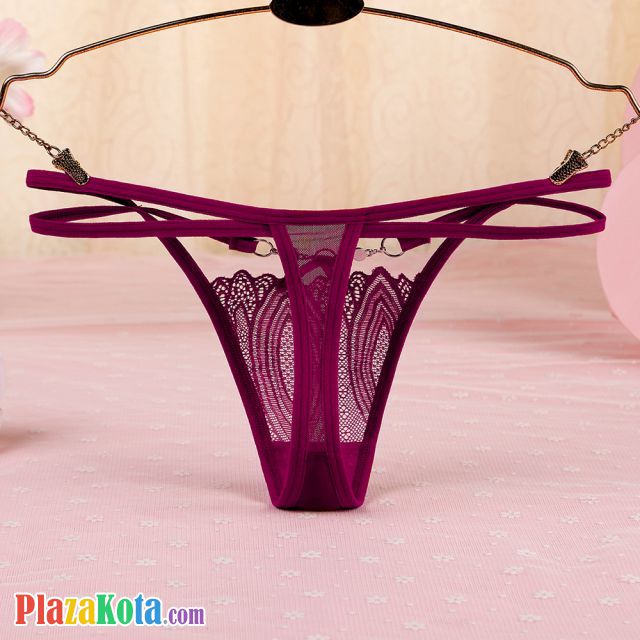 GS339 - Celana Dalam Wanita G-String Seksi Tali 2 Marun - Photo 2