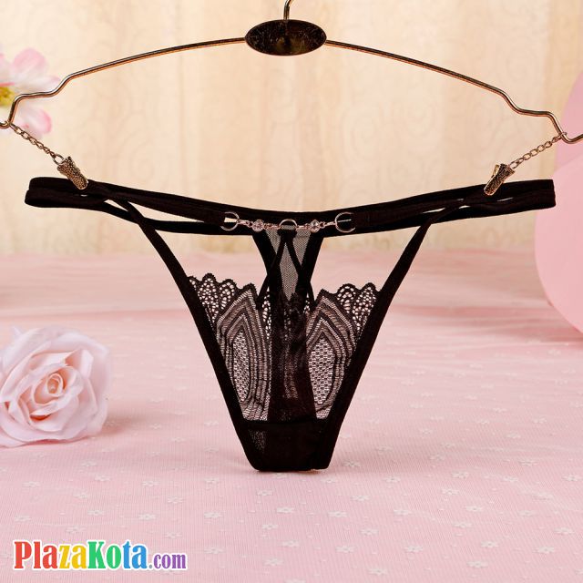 GS344 - Celana Dalam Wanita G-String Seksi Tali 2 Hitam - Photo 1