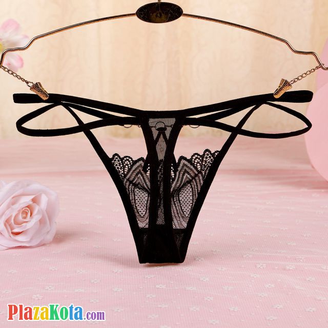 GS344 - Celana Dalam Wanita G-String Seksi Tali 2 Hitam - Photo 2