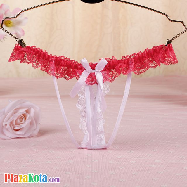 GS345 - Celana Dalam Wanita G-String Mutiara Seksi Putih Karet Peach - Photo 1