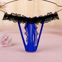 GS349 - Celana Dalam Wanita G-String Mutiara Seksi Biru Karet Hitam - 2