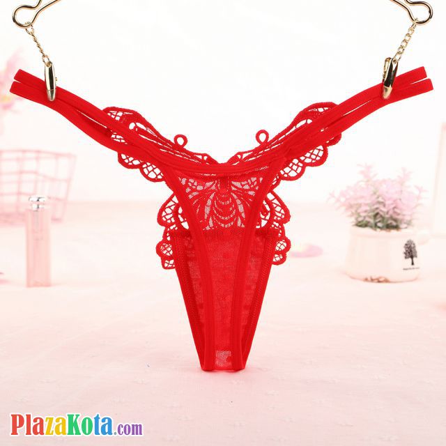 GS353 - Celana Dalam Wanita G-String Seksi Kupu-Kupu Tali 2 Merah - Photo 2