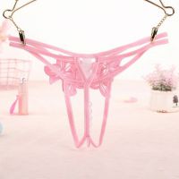 GS357 - Celana Dalam Wanita G-String Mutiara Seksi Crotchless Tali 2 Pink - 2
