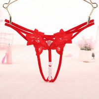 GS358 - Celana Dalam Wanita G-String Mutiara Seksi Crotchless Tali 2 Merah