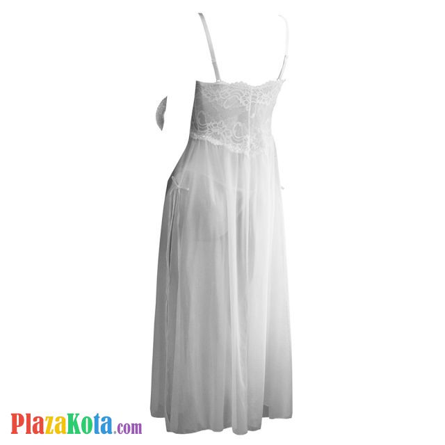 L1237 - Baju Tidur Dinas Malam Wanita Lingerie Long Dress Gaun Panjang Seksi Putih Transparan - Photo 2 L1237 - Baju Tidur Dinas Malam Wanita Lingerie Long Dress Gaun Panjang Seksi Putih Transparan - Photo 2