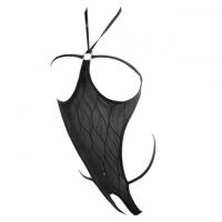 L1241 - Baju Tidur Dinas Malam Wanita Lingerie Teddy Bodysuit Seksi Halter Hitam Transparan Open Cup Crotchless