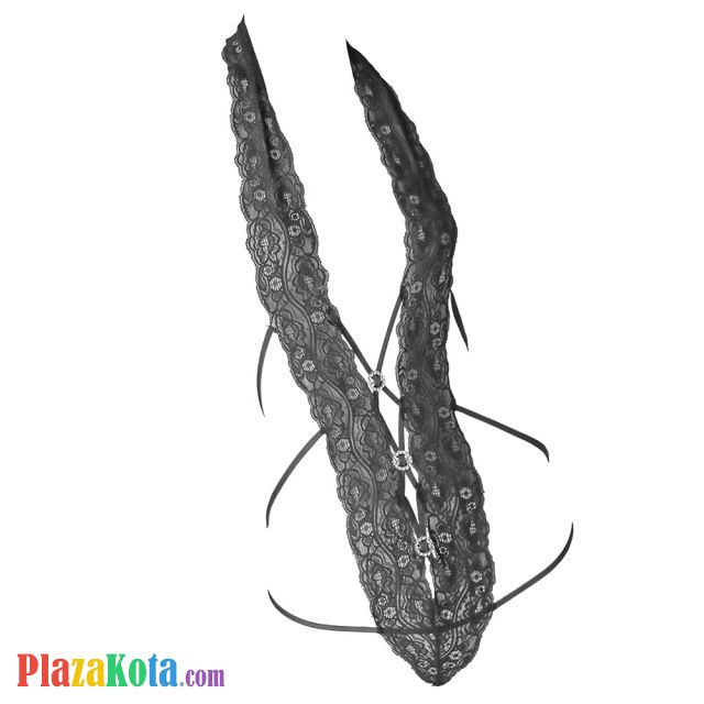 L1253 - Baju Tidur Dinas Malam Wanita Lingerie Teddy Bodysuit Seksi Halter Hitam Transparan Belahan Dada Rendah - Photo 1