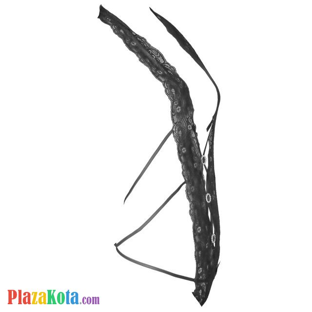 L1253 - Baju Tidur Dinas Malam Wanita Lingerie Teddy Bodysuit Seksi Halter Hitam Transparan Belahan Dada Rendah - Photo 2