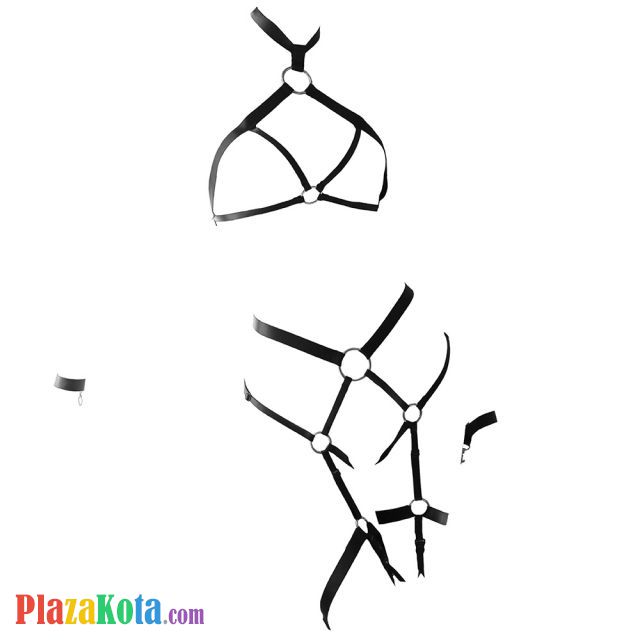 B343 - Pakaian Dalam Wanita Bra Set Bralette Seksi Halter Open Cup Hitam Crotchless Gelang Wristband - Photo 1 B343 - Pakaian Dalam Wanita Bra Set Bralette Seksi Halter Open Cup Hitam Crotchless Gelang Wristband - Photo 1