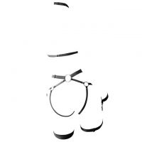 B343 - Pakaian Dalam Wanita Bra Set Bralette Seksi Halter Open Cup Hitam Crotchless Gelang Wristband - 2