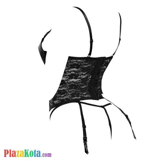 L1264 - Baju Tidur Dinas Malam Wanita Lingerie Set Stocking Seksi Mistress Hitam Garter Strap - Photo 2