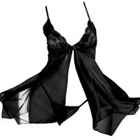 L1266 - Baju Tidur Dinas Malam Wanita Lingerie Babydoll Mini Dress Seksi Hitam Transparan