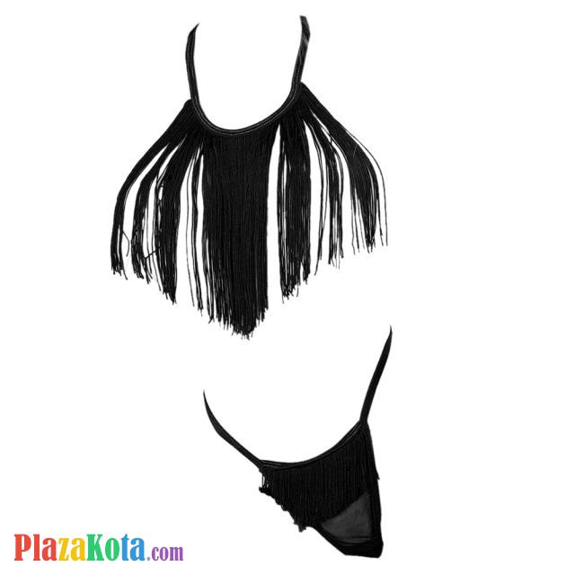 B346 - Pakaian Dalam Wanita Bra Set Bralette Seksi Halter Hitam Rumbai - Photo 1 B346 - Pakaian Dalam Wanita Bra Set Bralette Seksi Halter Hitam Rumbai - Photo 1