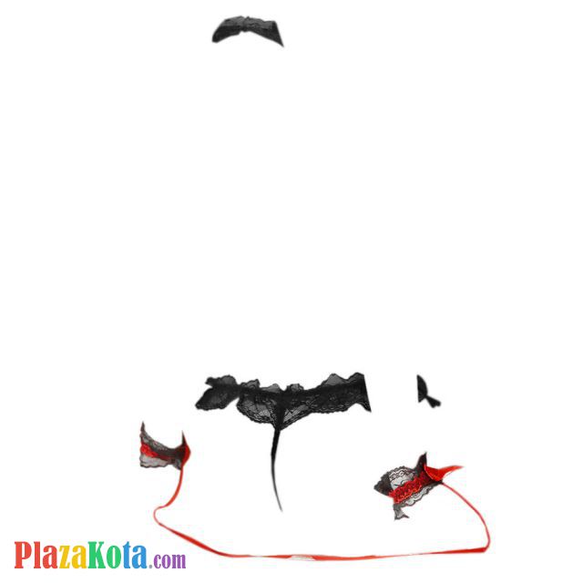 L1275 - Baju Tidur Dinas Malam Wanita Lingerie Teddy Bodysuit Seksi Halter Hitam Transparan Open Cup Gelang Wristband - Photo 2