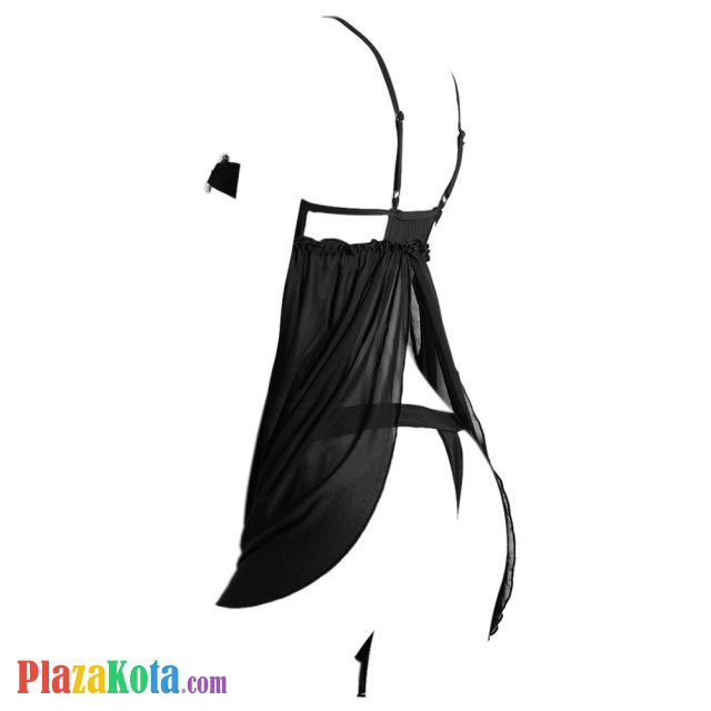 L1276 - Baju Tidur Dinas Malam Wanita Lingerie Babydoll Mini Dress Seksi Hitam Transparan Bra Kawat Open Cup - Photo 2