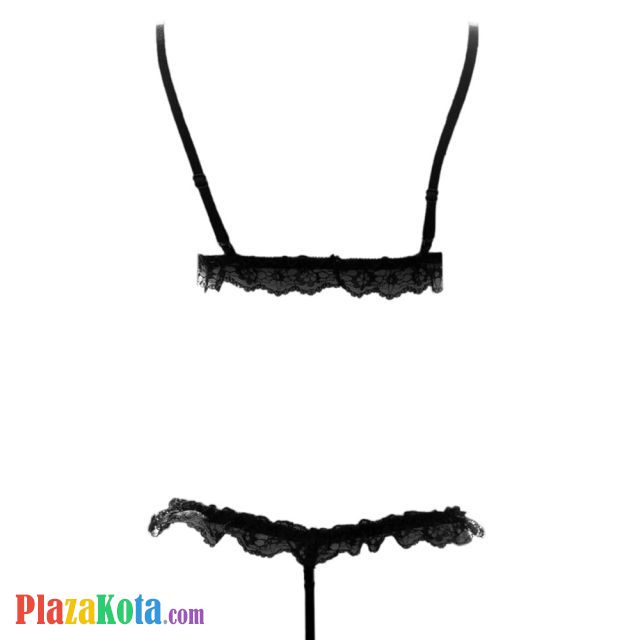 L1278 - Baju Tidur Dinas Malam Wanita Lingerie Teddy Bodysuit Seksi Hitam Transparan Open Cup Garter Paha - Photo 2