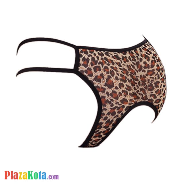 P588 - Celana Dalam Wanita Panties Hipster Seksi Macan Tutul Coklat Crotchless Tali 2 - Photo 2
