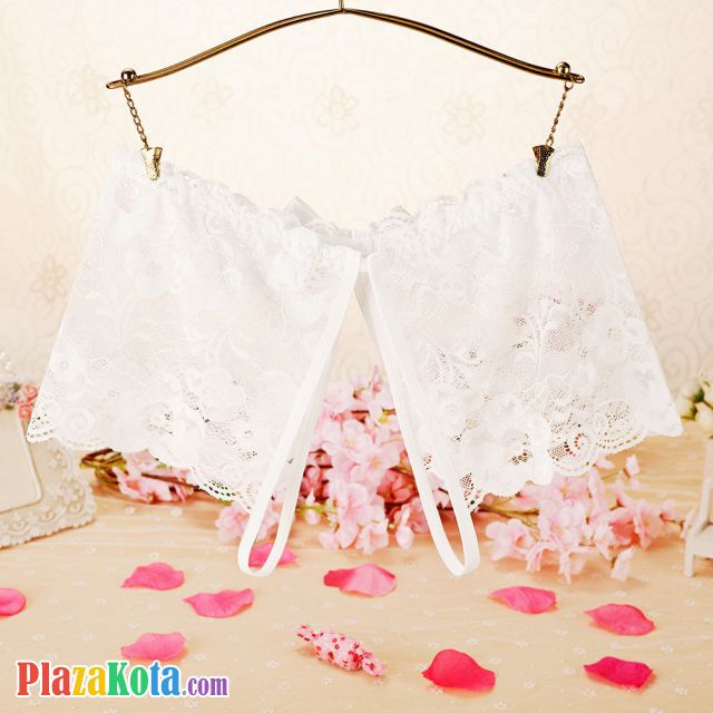 P589 - Celana Dalam Wanita Panties Boyshort Seksi Putih Transparan Crotchless - Photo 2