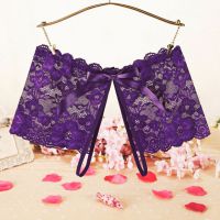 P591 - Celana Dalam Wanita Panties Boyshort Seksi Ungu Transparan Crotchless